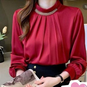 Dark Red silk top