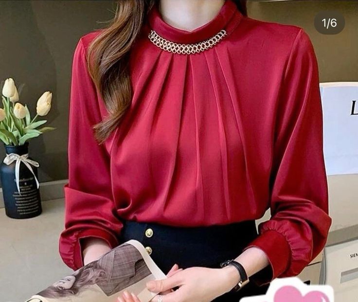 Dark Red silk top