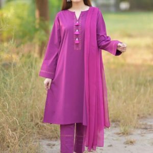 Solid Purple Cotton Kurta