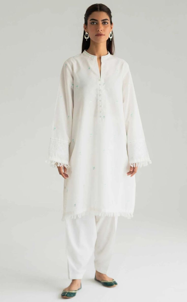 Solid Off-White Cotton Dress