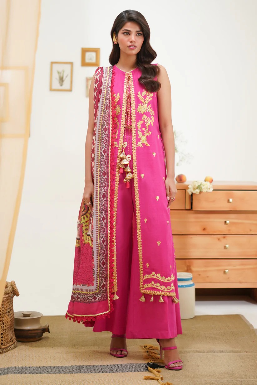 Pastel Pink Floral Embroidered Dress