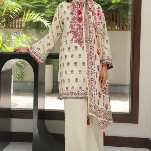 Skin Tone Embroidered Lawn Dress